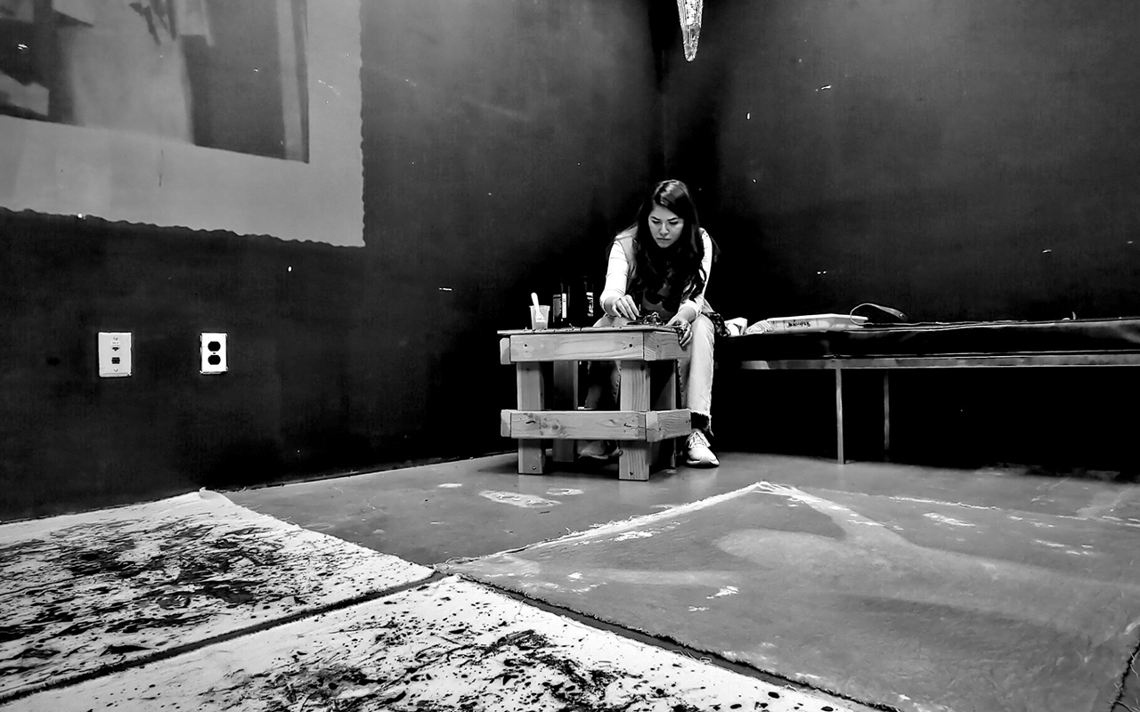 Media Arts MFA III student Saba Raissian in her studio.